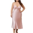 thumbnail image 1 of Tsesme Women Plus Size Nightdress Lace Patchwork Nightgown Satin Chemise Sleepwear with Adjustable Straps, 1 of 6