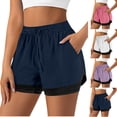 thumbnail image 1 of Tsesme Women’s 2 in 1 Athletic Shorts High Waist Quick Dry Shorts with Liner Summer Breathable Gym Sport Shorts with Pockets,Navy,L, 1 of 7