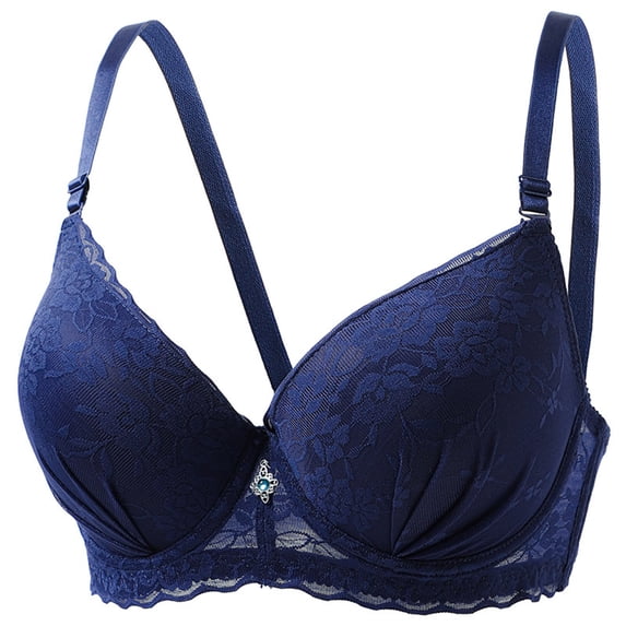 Tsesme Women's Bras Lace Embroidery Plus Size Bra Deep V Push up Underwire Support Everyday Breathable