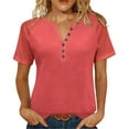 thumbnail image 1 of Tsesme Women’s Buttoned V-Neck T-shirt Fashion Raglan Short Sleeve Tops Summer Lightweight Casual Tees, 1 of 8