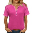 thumbnail image 1 of Tsesme Women’s Buttoned V-Neck T-shirt Fashion Raglan Short Sleeve Tops Summer Lightweight Casual Tees, 1 of 8