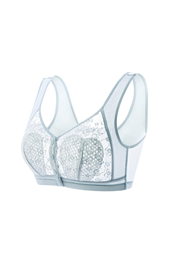 Women’s Front Closure Bras - Embroidery Mesh Push up Bra - Wide Strap Comfy Breathable Full Cup Bralettes 110C