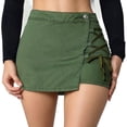 thumbnail image 1 of Tsesme Women's Jean Shorts Fashion High Waisted Tie Shorts Skirt Summer Fashion Versatile Button Waist Denim Skorts ,Green,32, 1 of 5