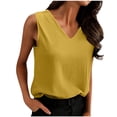 thumbnail image 1 of Tsesme Women’s Linen Sleeveless Tops V-Neck Pullover Tank Fashion Back Pleated Summer Casual T-Shirt, 1 of 9