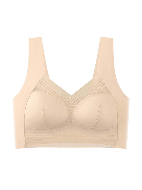 Women's Mesh Wireless Bras 2026 Seamless Back Smoothing Plain Bralette High Elastic Padded Bra