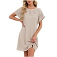 thumbnail image 1 of Tsesme Women’s Nightgowns Fashion Lace Patchwork Night Dress Crewneck Short Sleeve Comfy Sleepshirts, 1 of 9