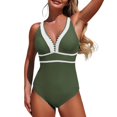 thumbnail image 1 of Tsesme Women’s One Piece Swimsuit Color Block Bathing Suit Deep V-Neck Push up Slimming Swimwear, 1 of 5