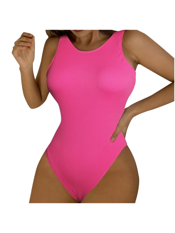 Women's One Piece Swimsuit Full Cup Bathing Suit High Cut Backless Swimsuits Swimwear