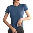 thumbnail image 1 of Tsesme Women’s Slim Yoga T-shirt Round Neck Short Sleeve Lightweight Tops Summer Running Fitness Tee, 1 of 6