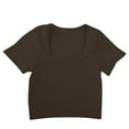 thumbnail image 1 of Tsesme Women's Square Neck Crop Tops Slim Ribbed Knit Short Sleeve Solid T-Shirts Summer Basic Blouses, 1 of 8