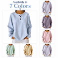 thumbnail image 1 of Tsesme Women’s Striped Sweatshirt - Round Neck Button Pullover Tops - Long Sleeve Relaxed Fits Fall Fashion Sweatshirt Tops, 1 of 9