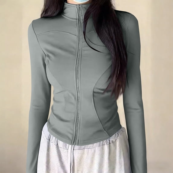 Tsesme Women's Sun Protection Jacket Full Zip Long Sleeve Thin Sports Sun Jacket Summer Lightweight Quick Dry Rash Guard,Gray,XL