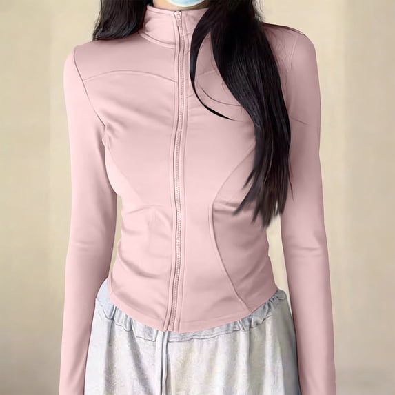 Tsesme Women's Sun Protection Jacket Full Zip Long Sleeve Thin Sports Sun Jacket Summer Lightweight Quick Dry Rash Guard,Pinks,L