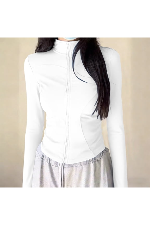 Tsesme Women's Sun Protection Jacket Full Zip Long Sleeve Thin Sports Sun Jacket Summer Lightweight Quick Dry Rash Guard,White,L