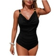 thumbnail image 1 of Tsesme Women’s Swimsuit Cowl Neck One Piece Bathing Suit Back Strappy Ruched Modest Swimwear, 1 of 7