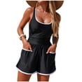 thumbnail image 1 of Tsesme Womens Rompers Sport Sleeveless Running Onesie One Piece Color Block Surfing Swimwear with Pockets, 1 of 8