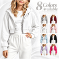 thumbnail image 1 of Tsesme Zip up Crop Hoodie for Girls Long Sleeve Hooded Sweatshirt Fall Casual Daily Versatile Hooded Jackets with Pockets 9-10 Years, 1 of 6