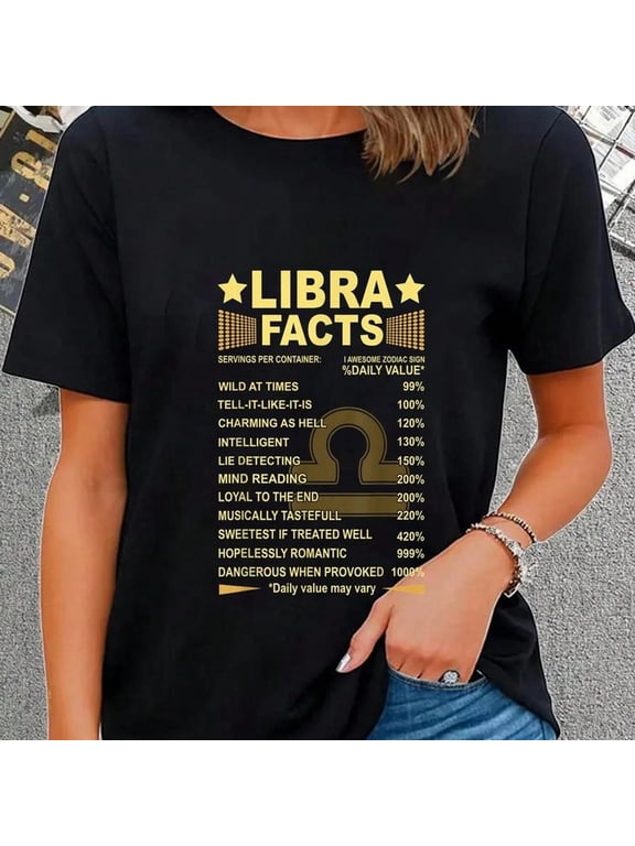 [Tshirt]100% Cotton Casual Tshirt Libra Facts Zodiac Funny Libra Birthday Gift tee tshirt