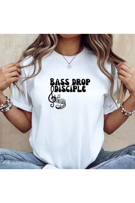 [Tshirt]Bass Drop Disciple Unisex Heavy Cotton Tee, Music Fan Shirt, Gift for DJs, Casual Wear, Festival Outfit, Relaxed Fit Tee