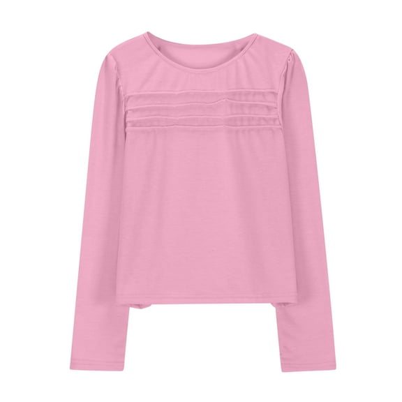 Tshirt Boys Pink Long Sleeve Shirt Girls Girls Crew Neck Casual Basic Tees Fall Tops Tops for Kids 5-6 Years