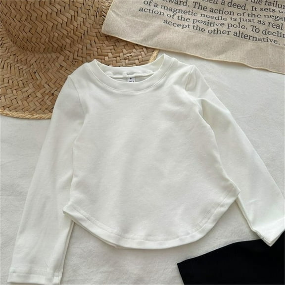 Tshirt Boys White Long Sleeve Shirt Boys Toddler Crew Neck T-Shirts Fall Tops Toddler Clothes Girls Size 2-3 Years