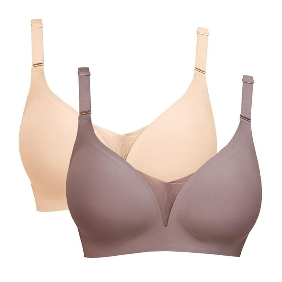 Tshirt Bras for Women, Comdrip Wireless Bras for Women Lace V Neck No Underwire Bra Braslettes Full Coverage Plus Size Everyday Bras Wireless Bras Women Grey S