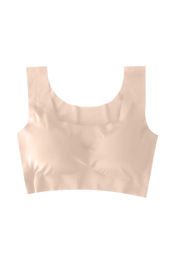 Tshirt Bras for Women Seamless Wire Free High Support 360 Stretch Longline Sport Bra Push Up Bra Full Coverage Underwear Complexion 34