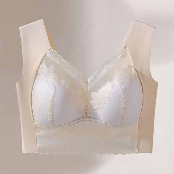 Tshirt Bras for Women, Xunlbb Women's Steel Ring Gathering Bra Underwear Daily Bra(Beige,XXL)