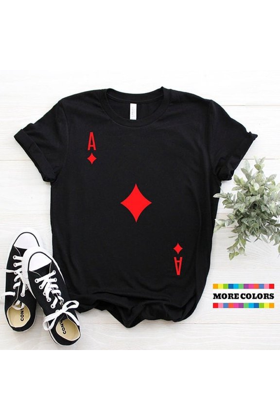 [Tshirt]Cool Ace Of Diamonds tshirt, Poker Lover cards Game Birthday Gift, Lucky casino W-INNER Gambling Games tshirt, Party Present tee Shirts