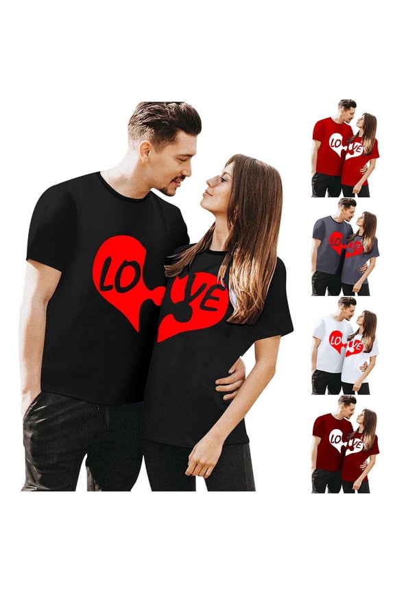 Tshirt Couples Matching Outfit, Matching Anniversary Outfits For Couples His And Hers Valentine'S Day Pajamas Anniversary Pajamas Customize Hoodie Friendsgiving Shirts For Women Funny Valenti Black L