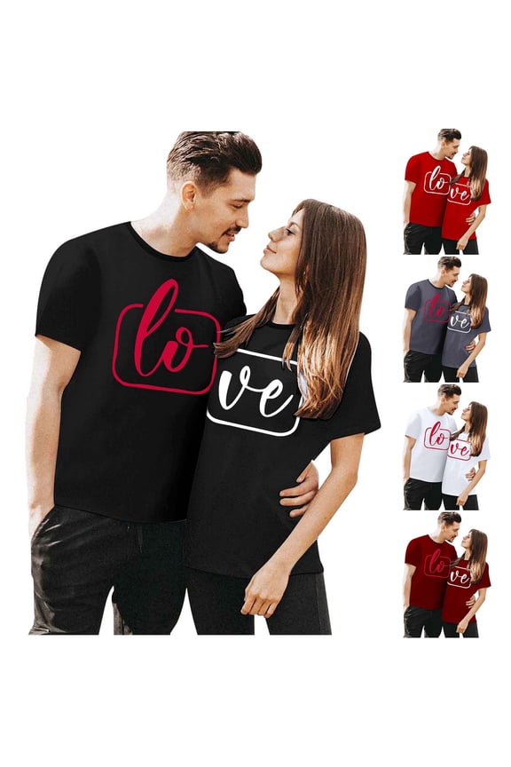 Tshirt For Couples, Matching Pjs For Couples His And Hers Pajamas Sets Halloween Cool Anniversary Gifts Customized Hoodies Women Husband T Shirt Thanks Giving Family Outfits Grey M