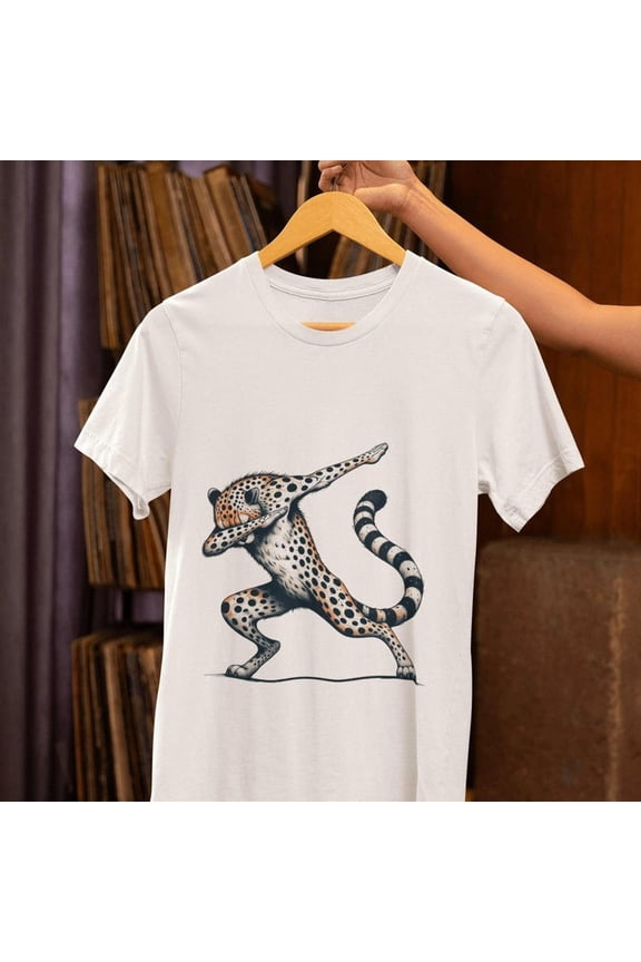 [Tshirt]Dabbing Cheetah T-Shirt - Striking Animal Dance Pose Tee Top, Playful & Artistic Unisex Shirt, Unique Wildlife Fashion Statement, All Sizes