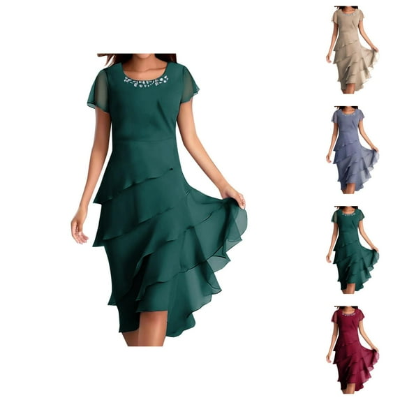 Tshirt Dress Women Summer Chiffon Patchwork Crewneck Short Sleeve Casual Mini Dresses T Shirt Dresses for Women