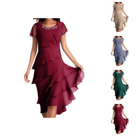 Tshirt Dress Women Summer Chiffon Patchwork Crewneck Short Sleeve Casual Mini Dresses T Shirt Dresses for Women