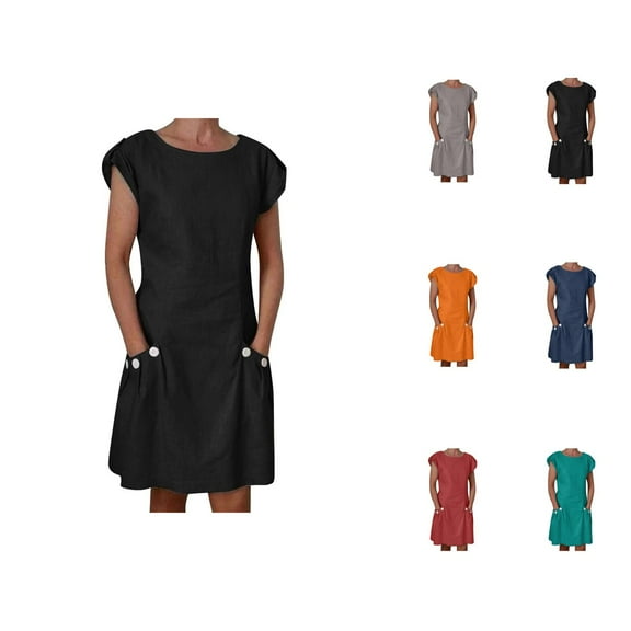 Tshirt Dress Women Summer Loose Fit Short Sleeve Crewneck Casual Mini Dresses with Pockets T Shirt Dresses for Women
