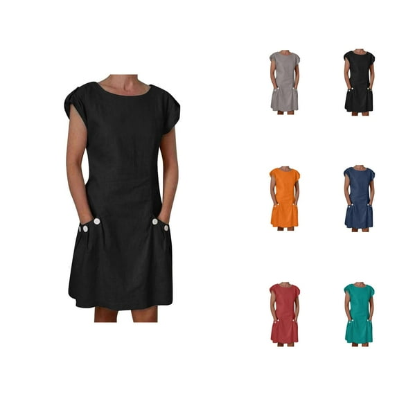 Tshirt Dress Women Summer Loose Fit Short Sleeve Crewneck Casual Mini Dresses with Pockets T Shirt Dresses for Women
