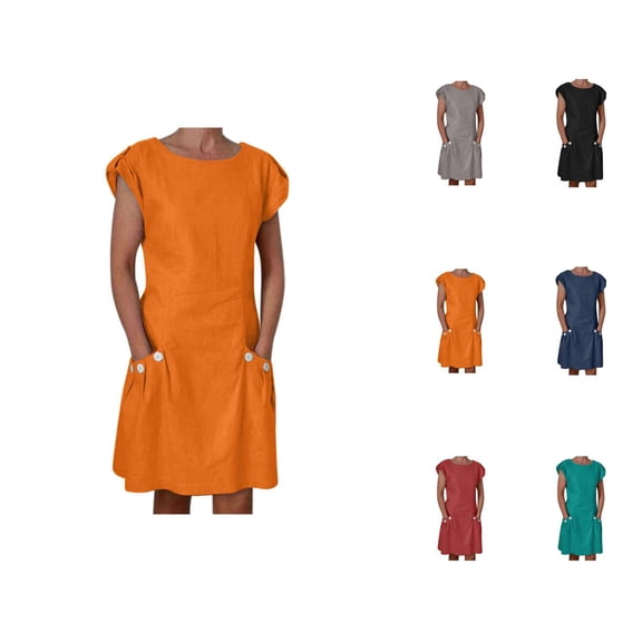 Tshirt Dress Women Summer Loose Fit Short Sleeve Crewneck Casual Mini Dresses with Pockets T Shirt Dresses for Women