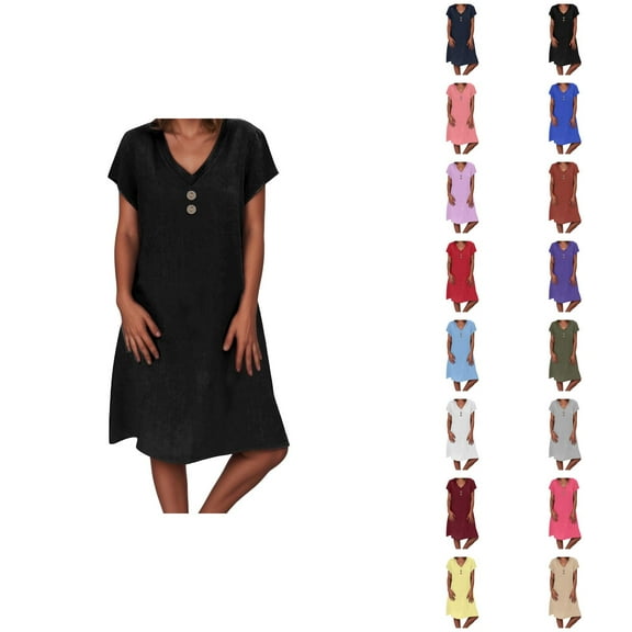 Tshirt Dress Women Summer Plus Size Short Sleeve V Neck Lightweight Casual Mini Dresses T Shirt Dresses for Women