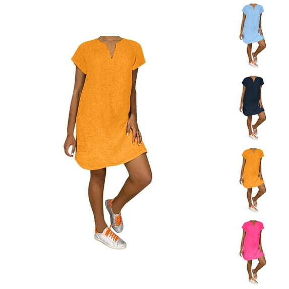 Tshirt Dress Women Summer Plus Size Short Sleeve V Neck Loose Fit Casual Mini Dresses T Shirt Dresses for Women