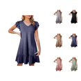 thumbnail image 1 of Tshirt Dress Women Summer Short Ruffle Sleeve V Neck Loose Fit Ruffle Hem Mini Dresses T Shirt Dresses for Women, 1 of 5