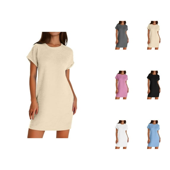 Tshirt Dress Women Summer Short Sleeve Crewneck Casual Beach Vacation Mini Dresses T Shirt Dresses for Women