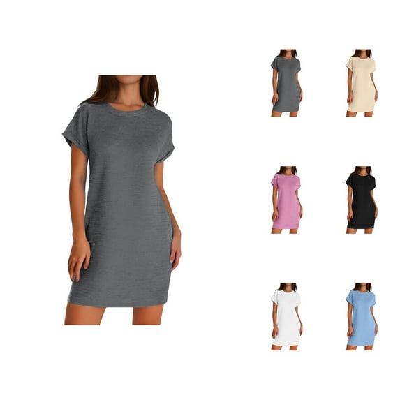 Tshirt Dress Women Summer Short Sleeve Crewneck Casual Beach Vacation Mini Dresses T Shirt Dresses for Women