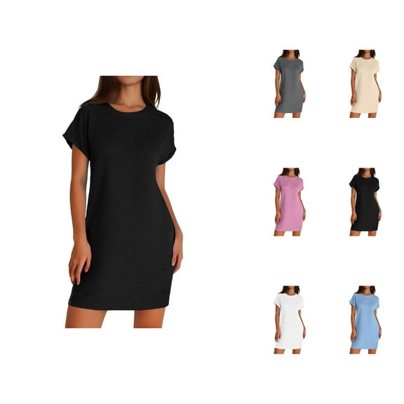 Tshirt Dress Women Summer Short Sleeve Crewneck Casual Beach Vacation Mini Dresses T Shirt Dresses for Women