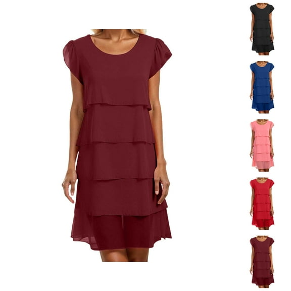 Tshirt Dress Women Summer Short Sleeve Crewneck Chiffon Plus Size Casual Mini Dresses T Shirt Dresses for Women