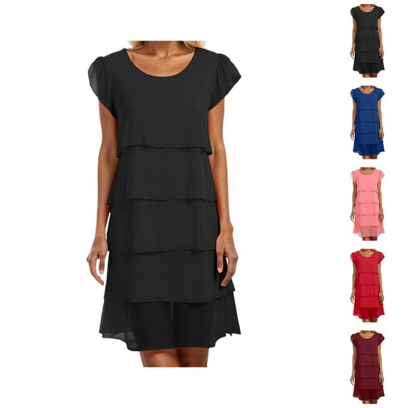 Tshirt Dress Women Summer Short Sleeve Crewneck Chiffon Plus Size Casual Mini Dresses T Shirt Dresses for Women