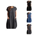 thumbnail image 1 of Tshirt Dress Women Summer Short Sleeve Crewneck Loose Fit Casual Beach Dresses with Pockets T Shirt Dresses for Women, 1 of 6