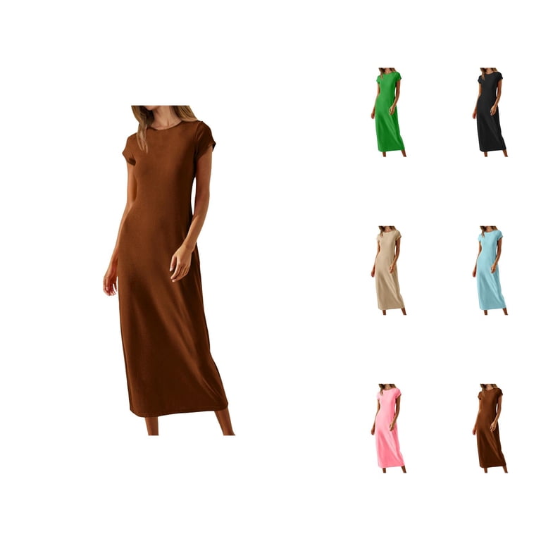 Tshirt Dress Women Summer Short Sleeve Crewneck Loose Fit Casual Beach Long  Maxi Dresses T Shirt Dresses for Women - Walmart.com