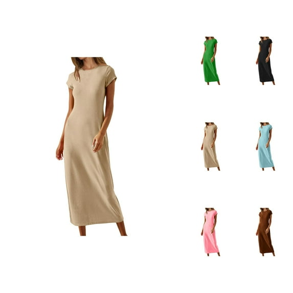 Tshirt Dress Women Summer Short Sleeve Crewneck Loose Fit Casual Beach Long Maxi Dresses T Shirt Dresses for Women
