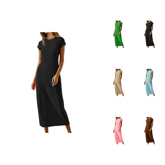 Tshirt Dress Women Summer Short Sleeve Crewneck Loose Fit Casual Beach Long Maxi Dresses T Shirt Dresses for Women