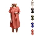 thumbnail image 1 of Tshirt Dress Women Summer Short Sleeve Crewneck Loose Fit Casual Knee Length Midi Dresses T Shirt Dresses for Women, 1 of 8